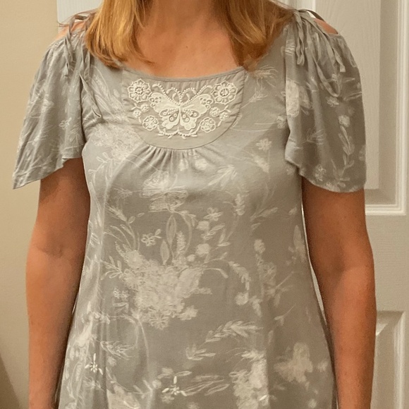 next Open shoulder embroidered and beaded short sleeve butterfly top Small - Picture 1 of 9